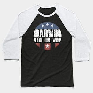 Darwin for the Win Sarcastic Darwin Awards US flag retro Baseball T-Shirt